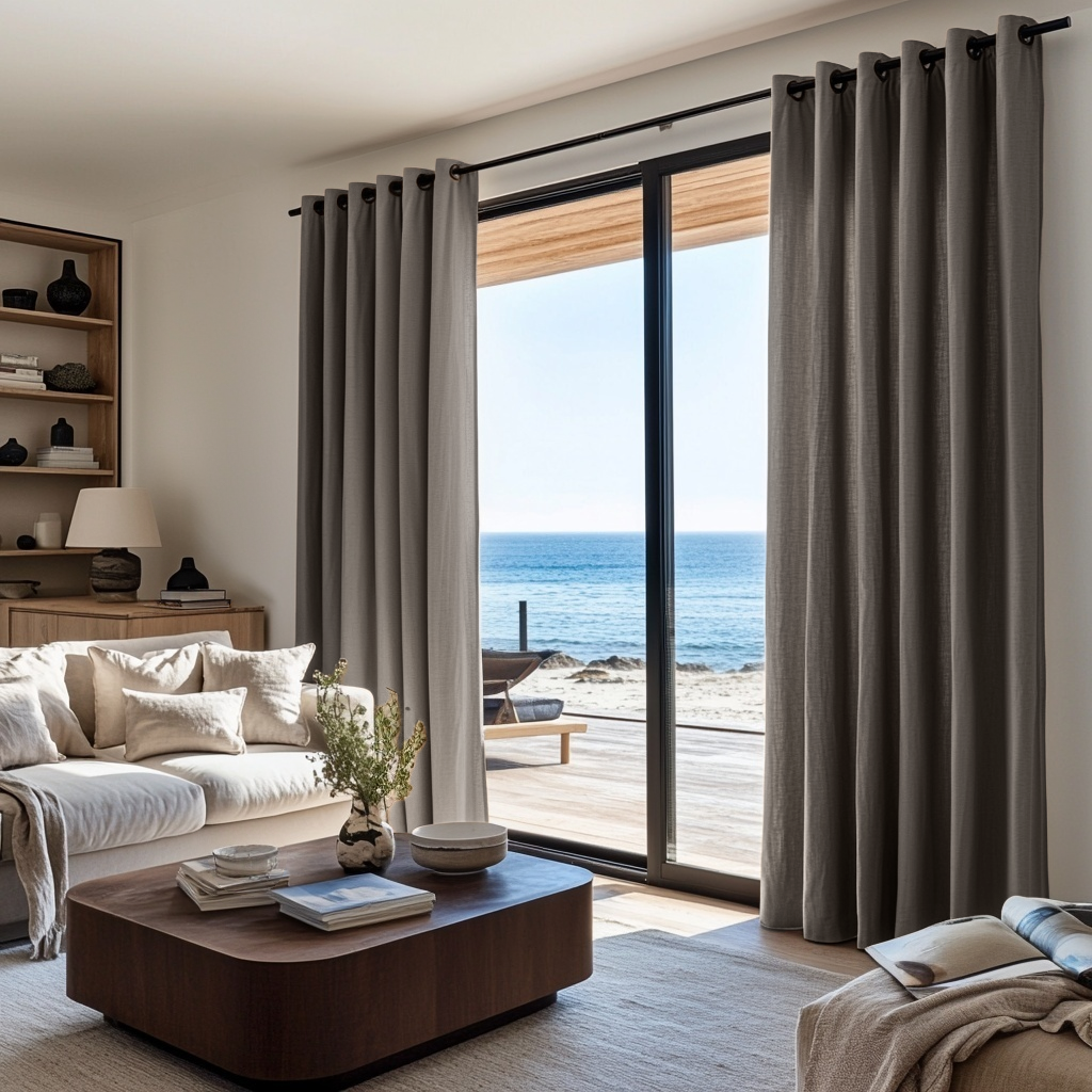 Natural Heavy Weight Linen Grommet Curtain - Cotton Lining