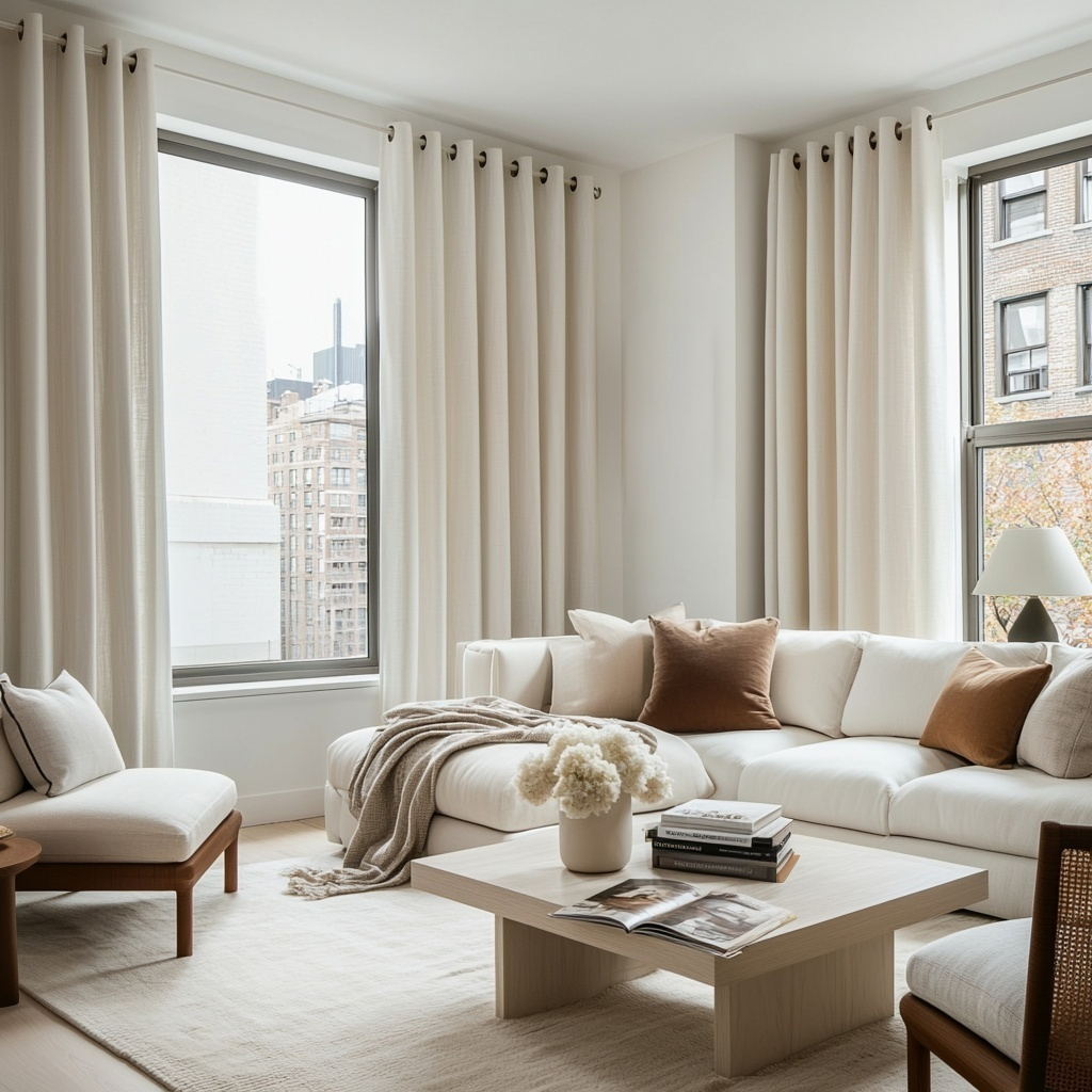 Off-White Heavy Weight Linen Grommet Curtain - Cotton Lining