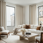 Off-White Heavy Weight Linen Grommet Curtain - Cotton Lining