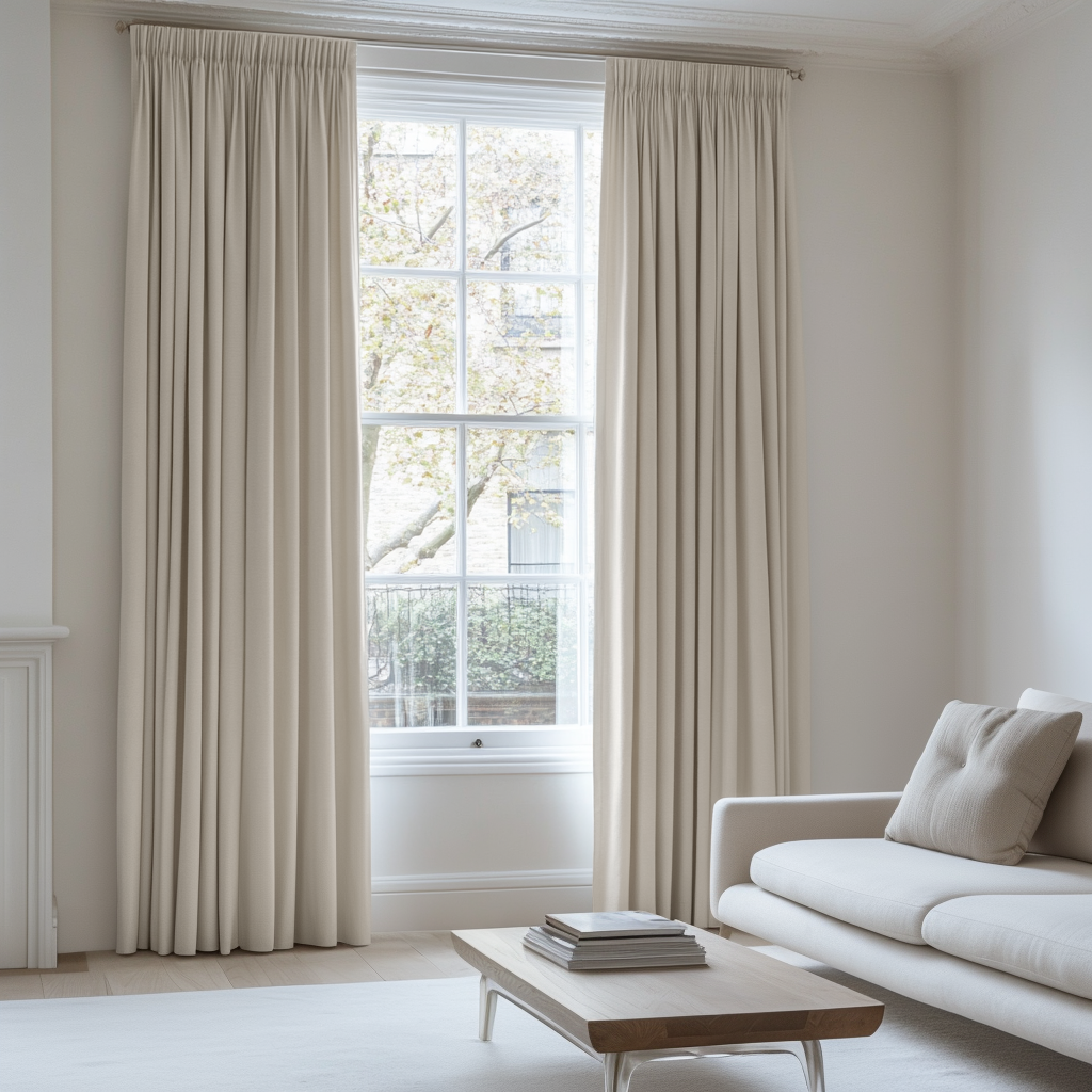 Ecru Heavy Weight Linen Pencil Pleat Blackout Curtains