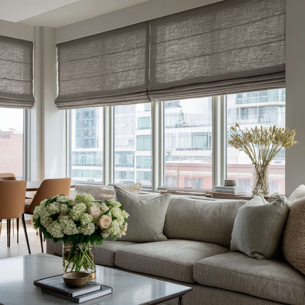 Natural Heavy Weight Linen Roman Shades