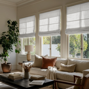 Off-White Heavy Weight Linen Roman Shades - Cotton Lining