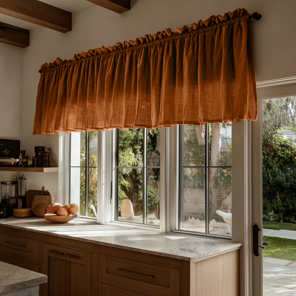 Terracotta Heavyweight Linen Valance