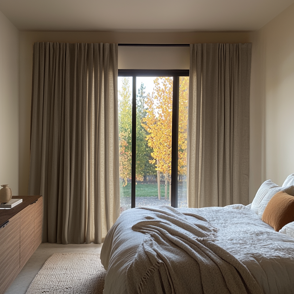 Natural Beige Bedroom Curtains