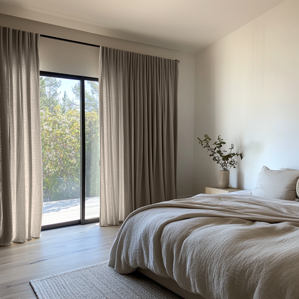 Natural Beige Bedroom Curtains