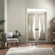 Ecru Beige Heavyweight Linen French Door Curtain
