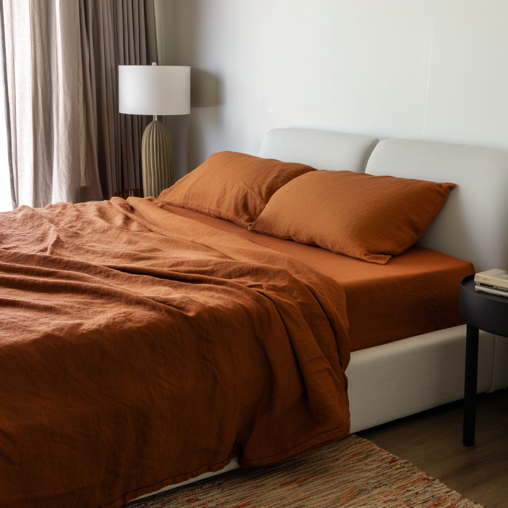 Luxury Heavy Weight Terracotta Clay Linen Fitted Sheet Only