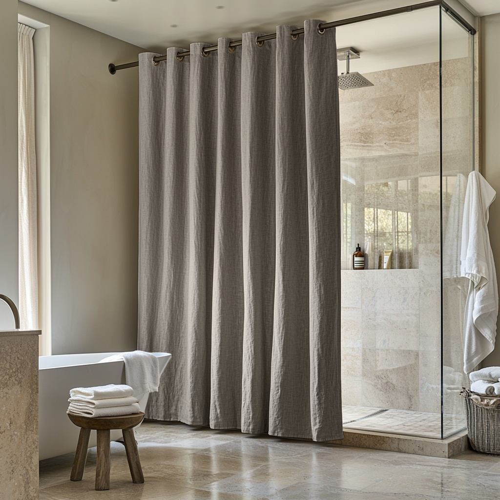 3H Linen Shower Curtain