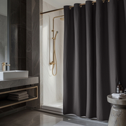 Charcoal Hookless Linen Waterproof Shower Curtain