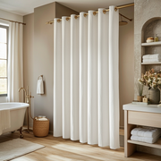 Off-White Hookless Linen Shower Curtain