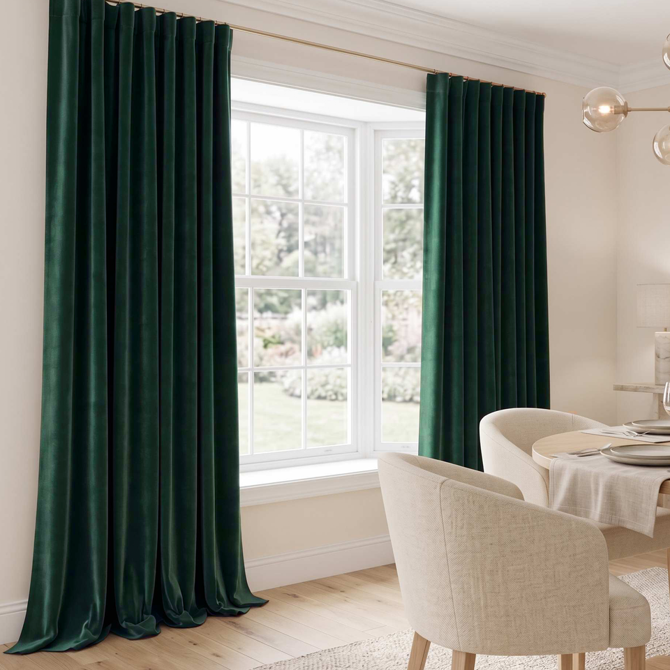 Hunter Green Velvet Dining Room Curtains – 100% European Velvet ...