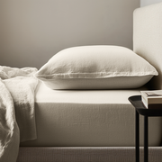 Ecru Beige Washed Linen Heavyweight Deep Pocket Fitted Sheet