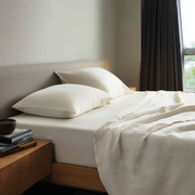 Off-White Ivory Washed Linen Heavyweight Extra Deep Pocket Fitted Sheet Set