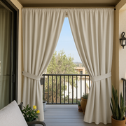 Ivory Rod Pocket Triple-Weave Outdoor Blackout Balcony Curtains