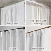 @Heading: Rod Pocket, Heading: Rod Pocket with Heading, Heading: s-fold, Heading: pencil pleat