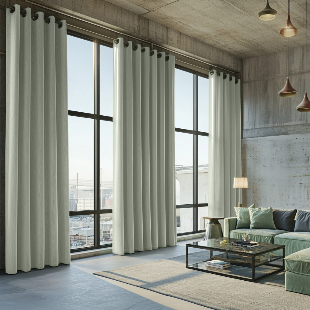 Large Mint Green Velvet Grommet Blackout Curtains