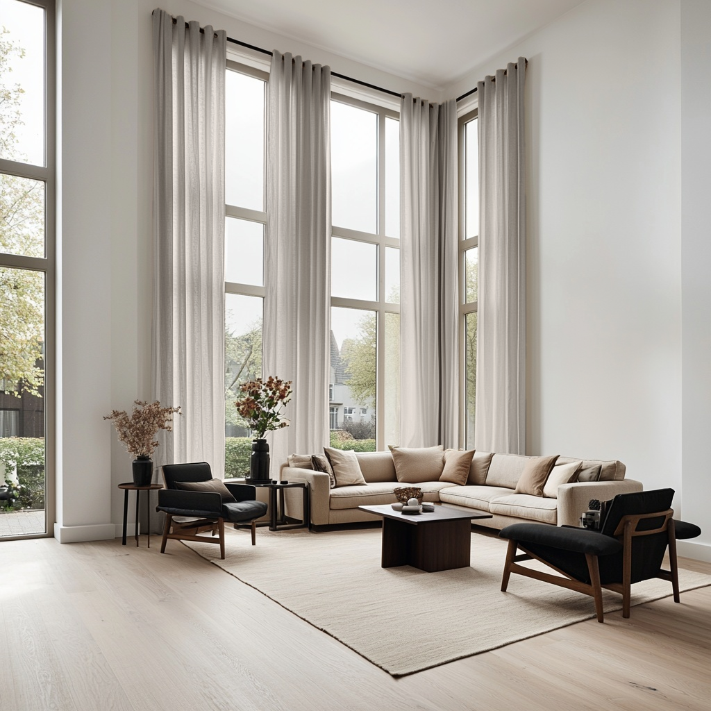 Large Natural Linen Grommet Curtains