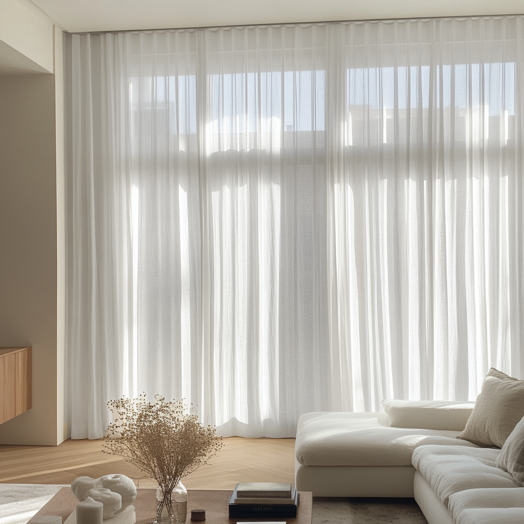Extra Wide Sheer White Linen Curtains