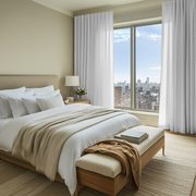 White Linen Back Tab Curtains - Cotton Lining