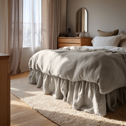 Natural Linen Bed Skirt with Gathered Ruffles