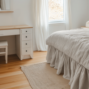 Natural Linen Bed Skirt with Gathered Ruffles