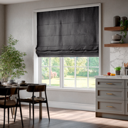 Charcoal Linen Blackout Roman Shades