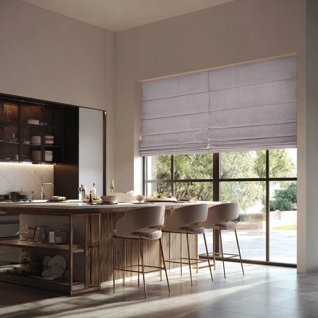 Dusty Pink Linen Blackout Roman Shades