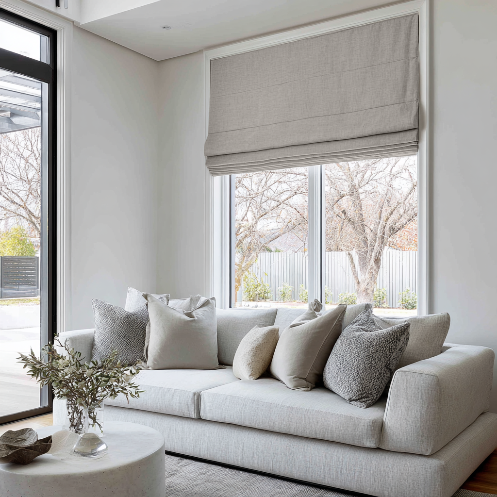 Natural Linen Blackout Roman Shades