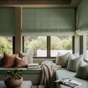 Asparagus Green Linen Roman Shades - Blackout Lining