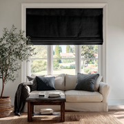 Black Linen Blackout Roman Shades