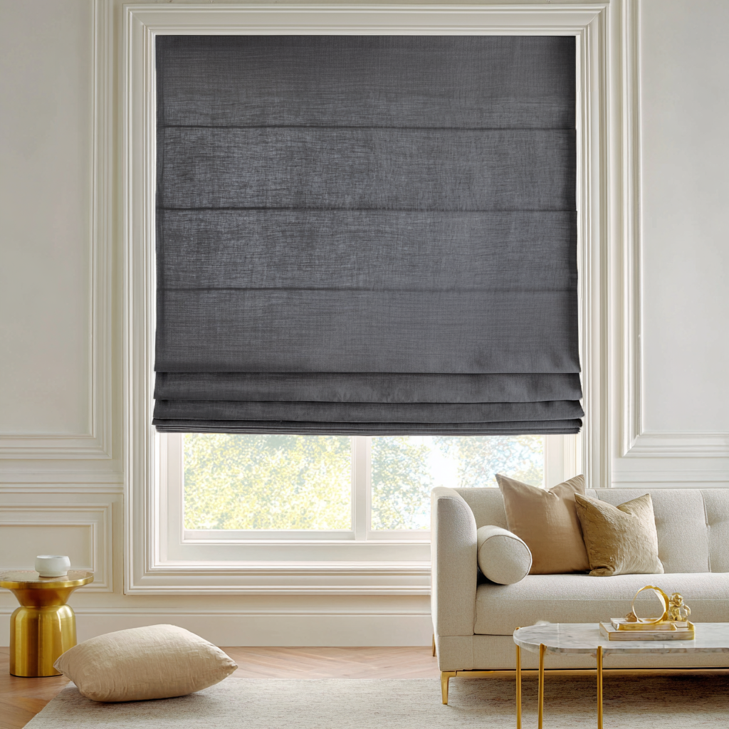 Dim Grey Linen Blackout Roman Shades