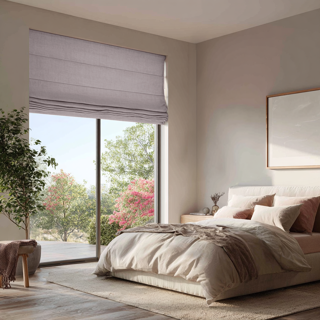 Dusty Pink Linen Blackout Roman Shades