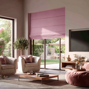 Dusty Rose Linen Blackout Roman Shades