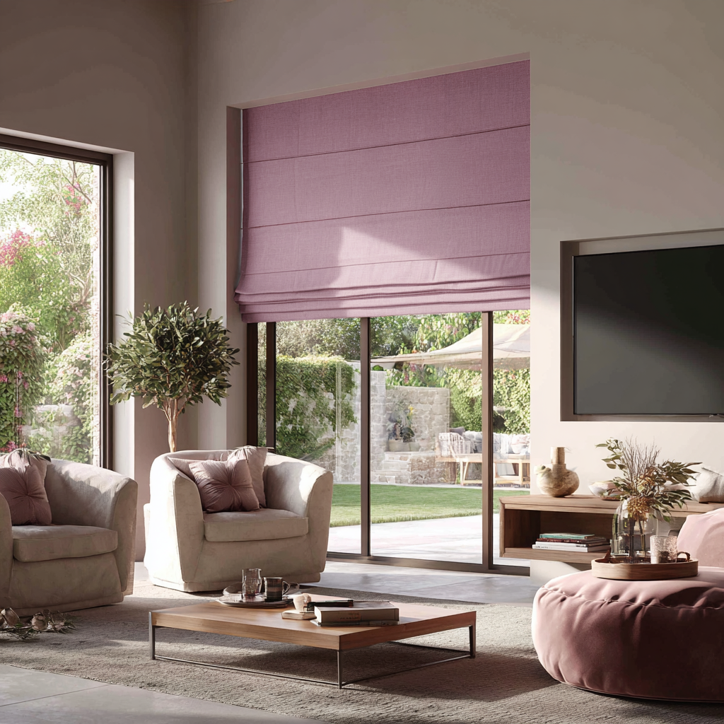 Dusty Rose Linen Blackout Roman Shades
