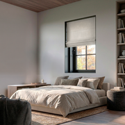 Ecru Linen Blackout Roman Shades
