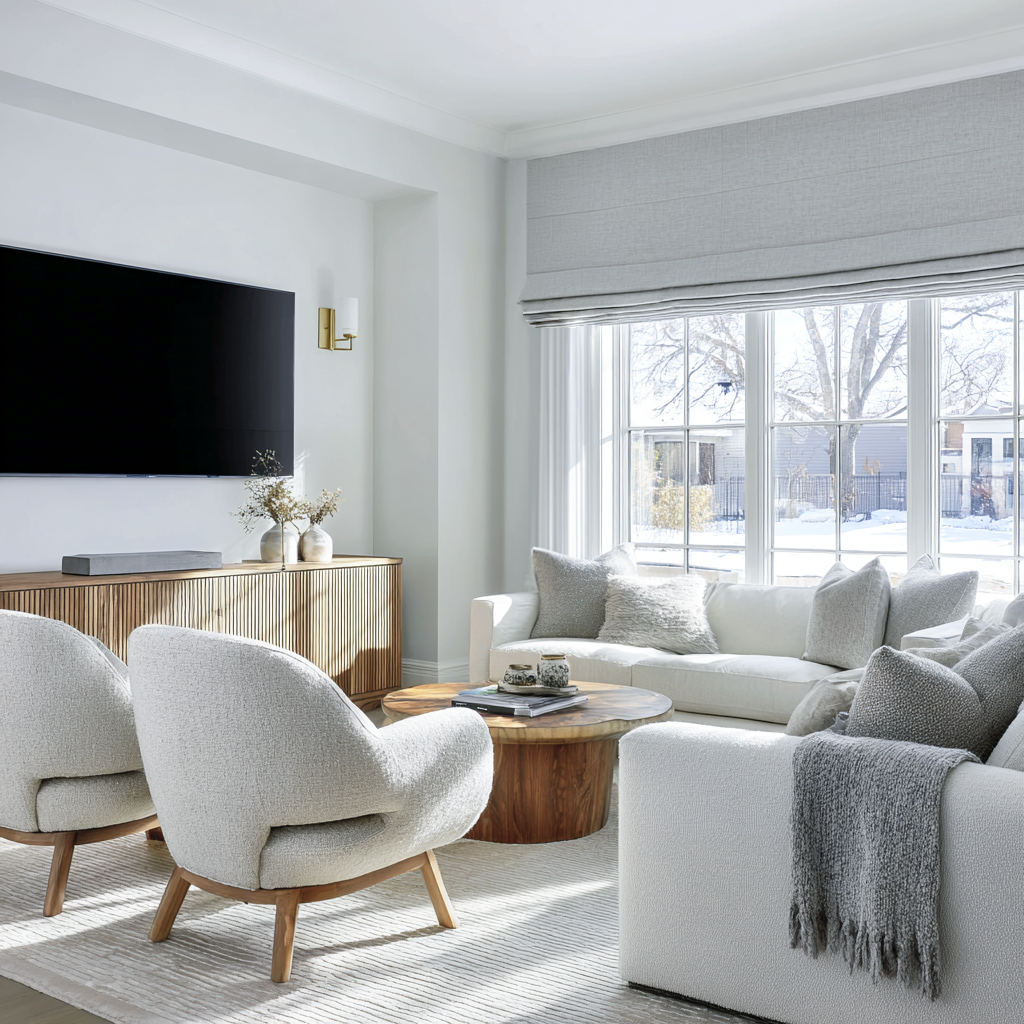 Stone Grey Linen Blackout Roman Shades