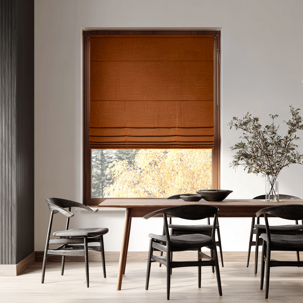 Terracotta Linen Blackout Roman Shades