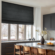 Charcoal Linen Roman Shades - Blackout Lining