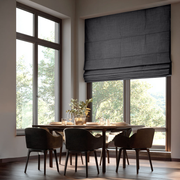 Dim Grey Linen Roman Shades - Blackout Lining