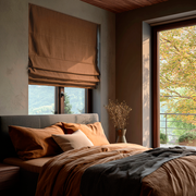 Tawny Brown Linen Blackout Roman Shades