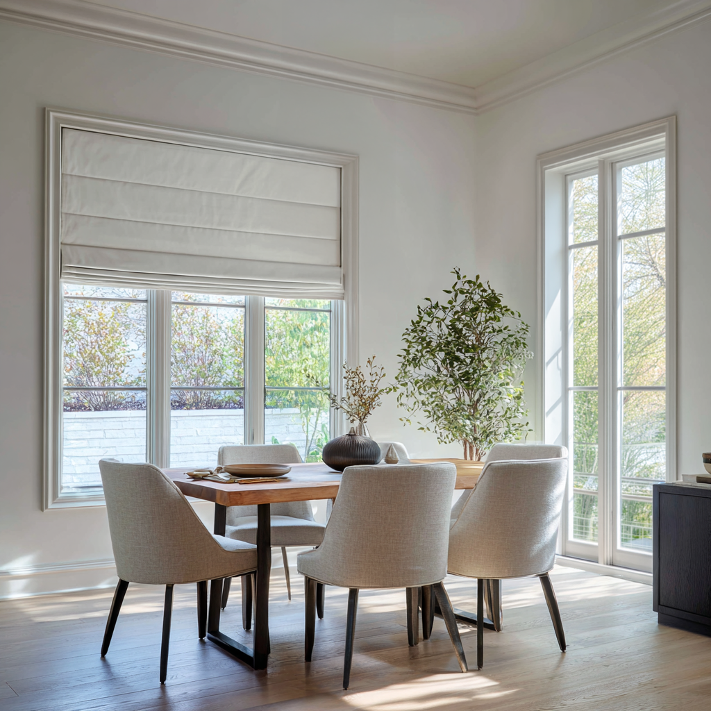 Off-White Linen Blackout Roman Shades