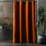 Linen Burnt Orange Hookless Shower Curtain in a Modern Bathroom