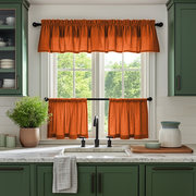 Burnt Orange Linen Cafe Curtains Valance Set