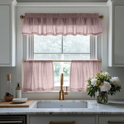 Dusty Pink Linen Cafe Curtains Valance Set
