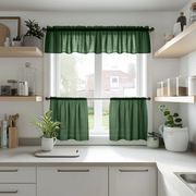 Forest Green Linen Cafe Curtains Valance Set