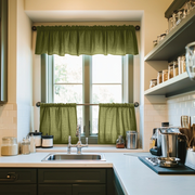 Moss Green Linen Cafe Curtains Valance Set