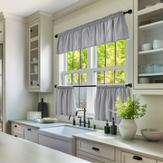 Stone Grey Linen Cafe Curtains Valance Set