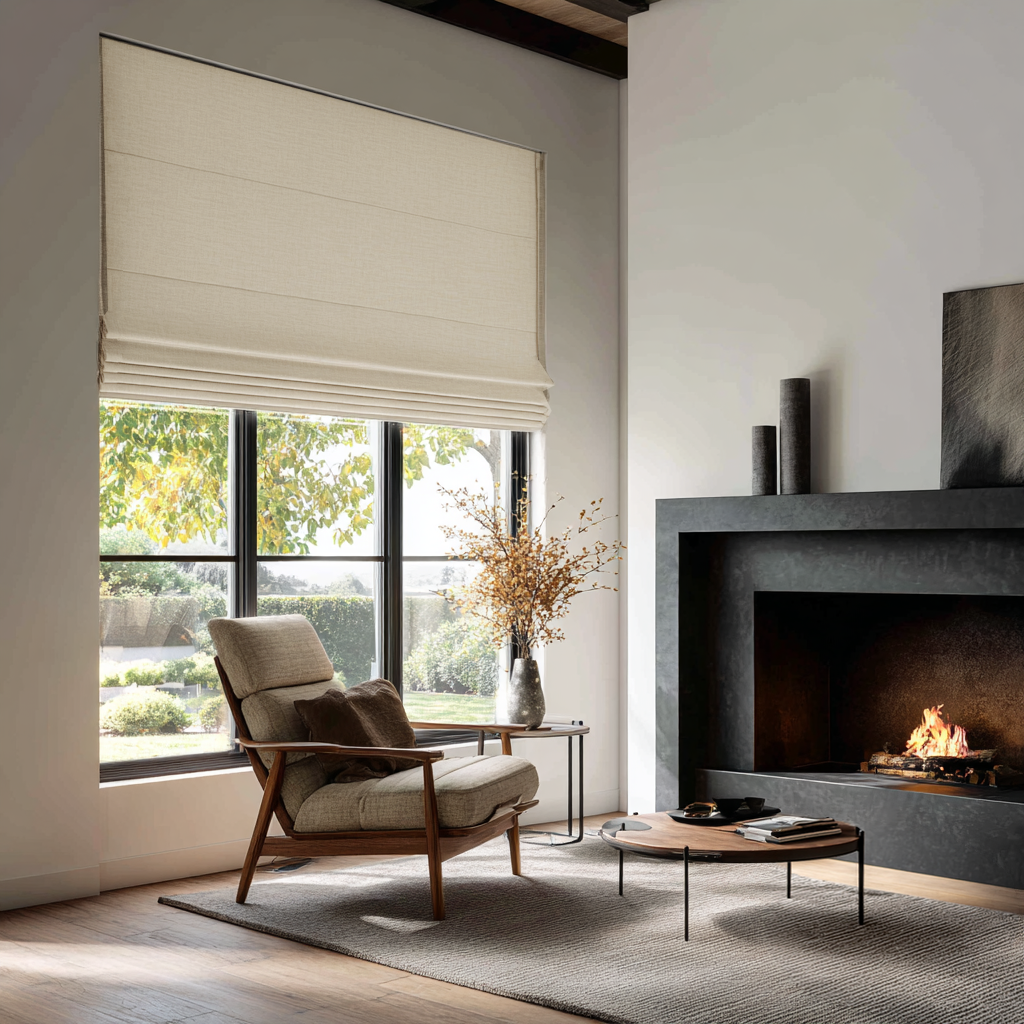 Cream Linen Blackout Roman Shades