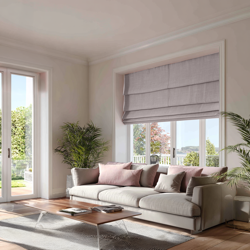 Dusty Pink Linen Blackout Roman Shades