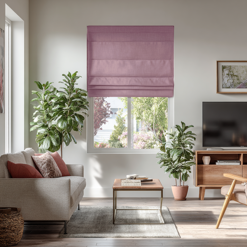 Dusty Rose Linen Blackout Roman Shades